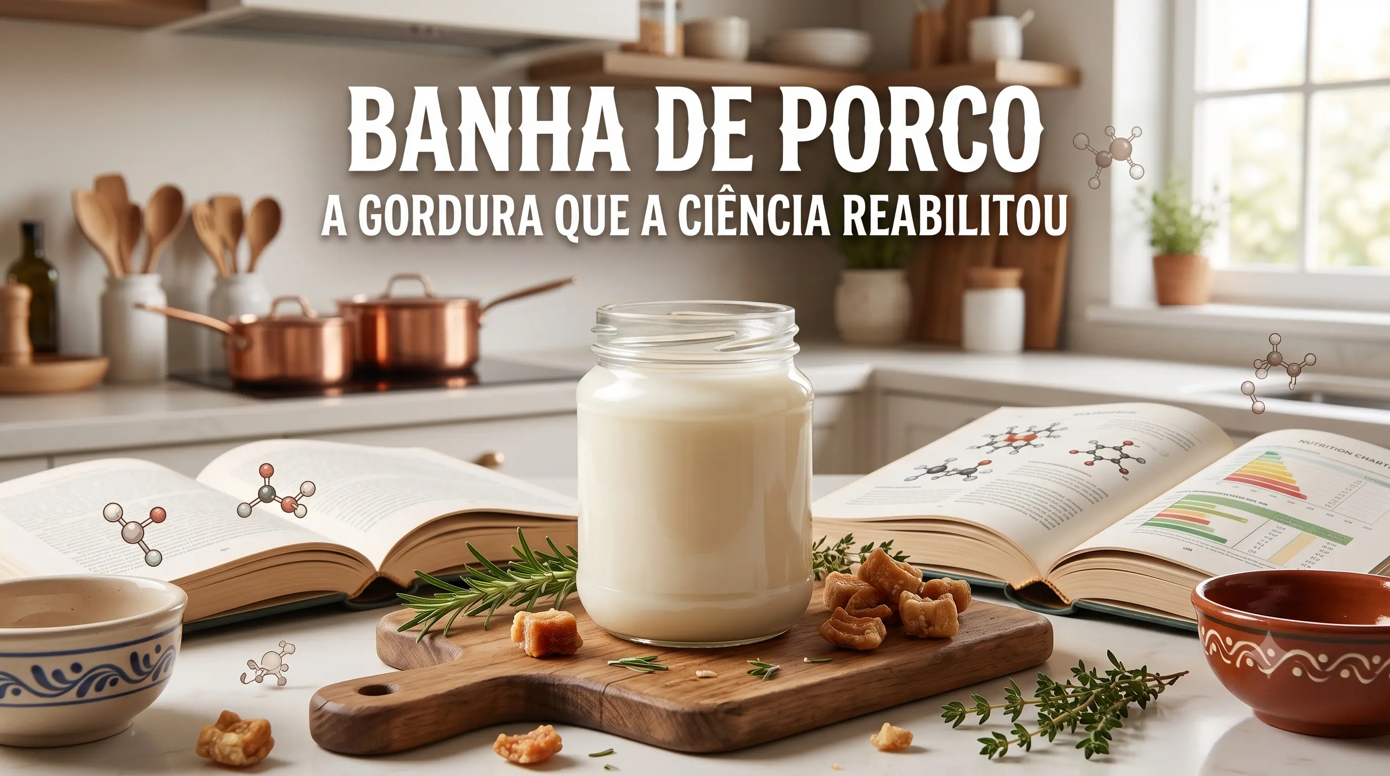 Banha de porco artesanal pura em pote de vidro